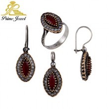 Gümüş Otantik Taşlı Set